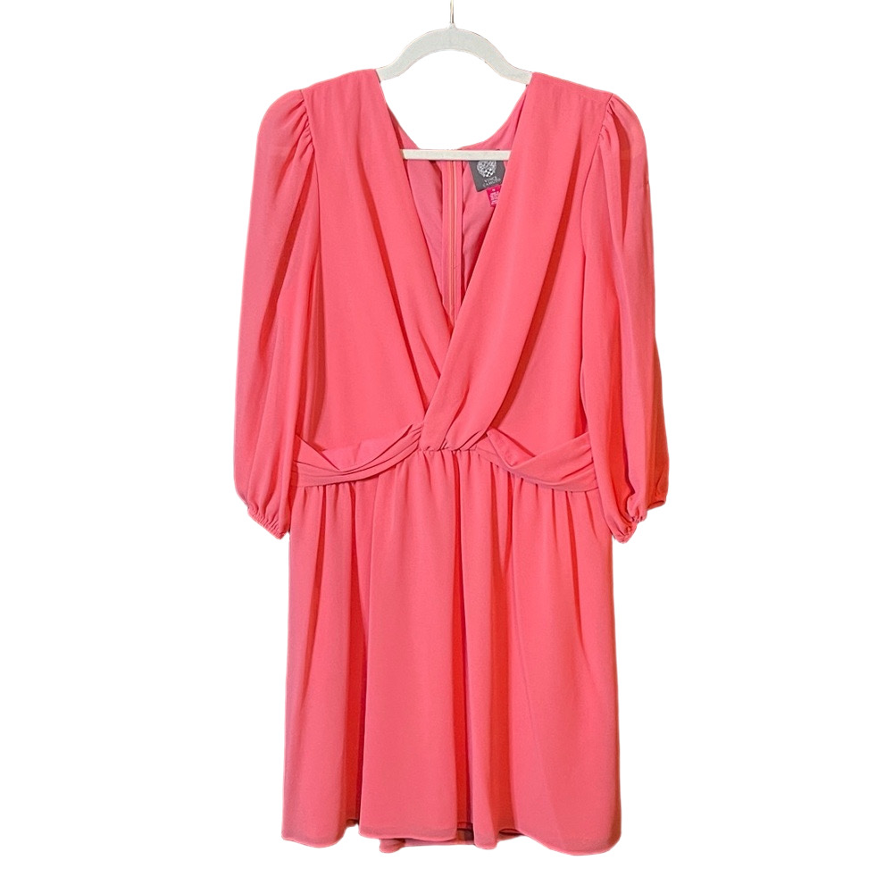 Vince Camuto Coral Dress with Elegant Draping